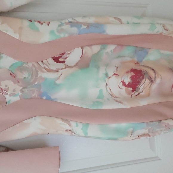 Sangria Size 6 Pink Floral Scuba Sheath Dress - Picture 2 of 5